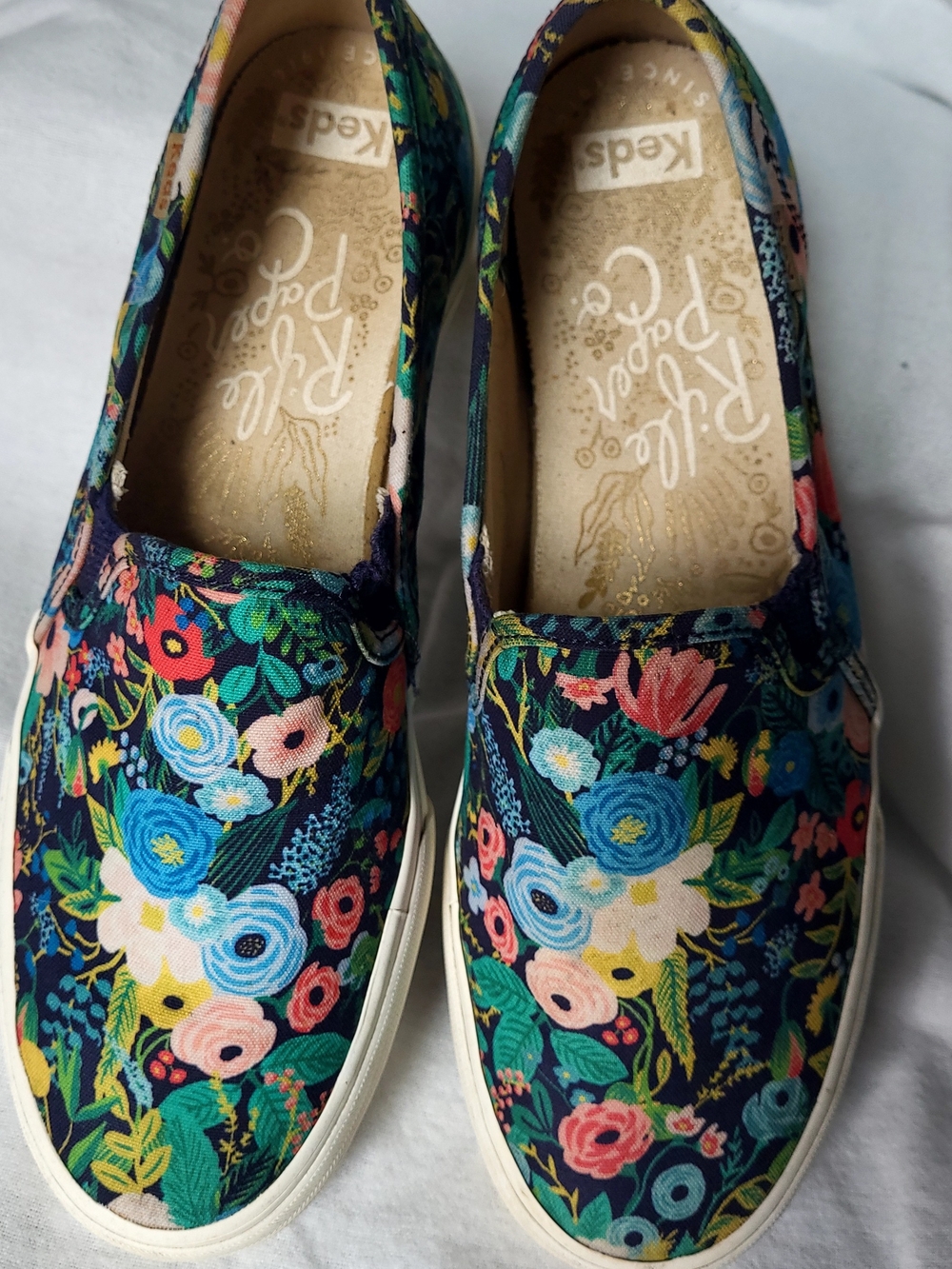 Rifle Paper X Keds Double Decker Slip-On in Navy Multi